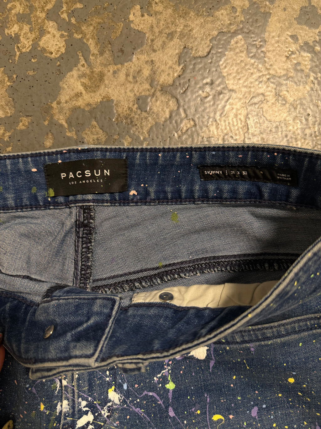 blue Jeans Pacsun Custom Paint Splatter Jeans product photo