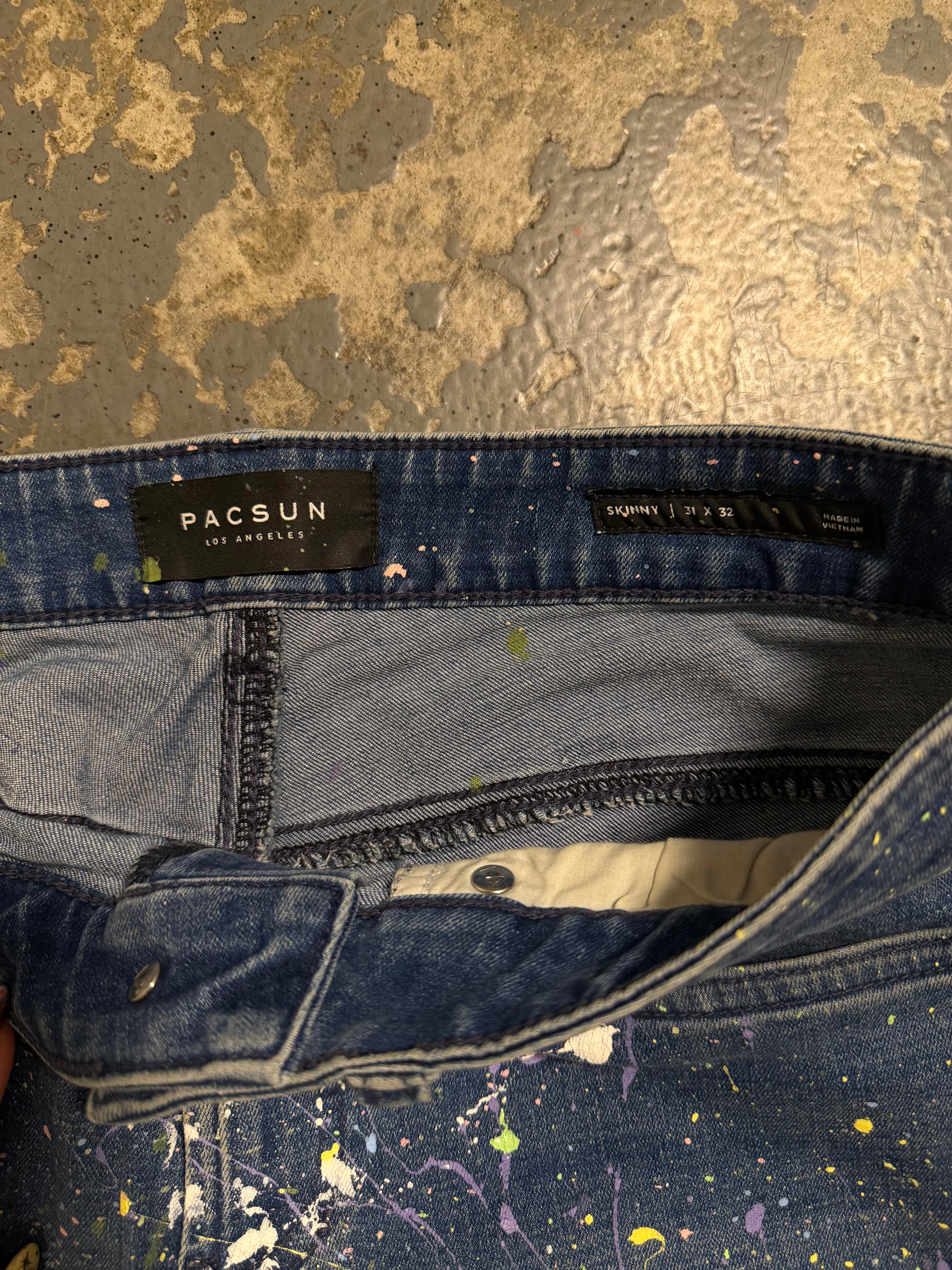 blue Jeans Pacsun Custom Paint Splatter Jeans product photo