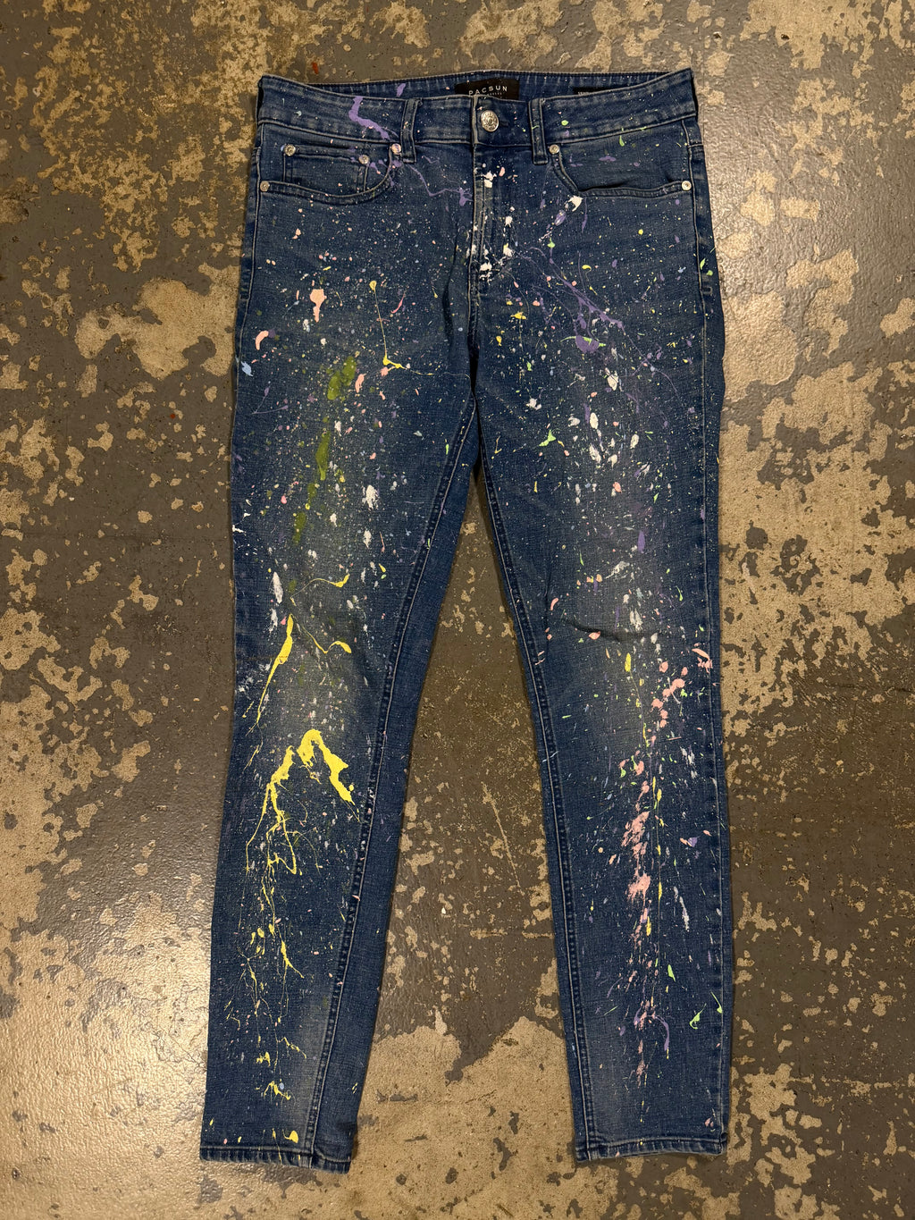 blue Jeans Pacsun Custom Paint Splatter Jeans product photo