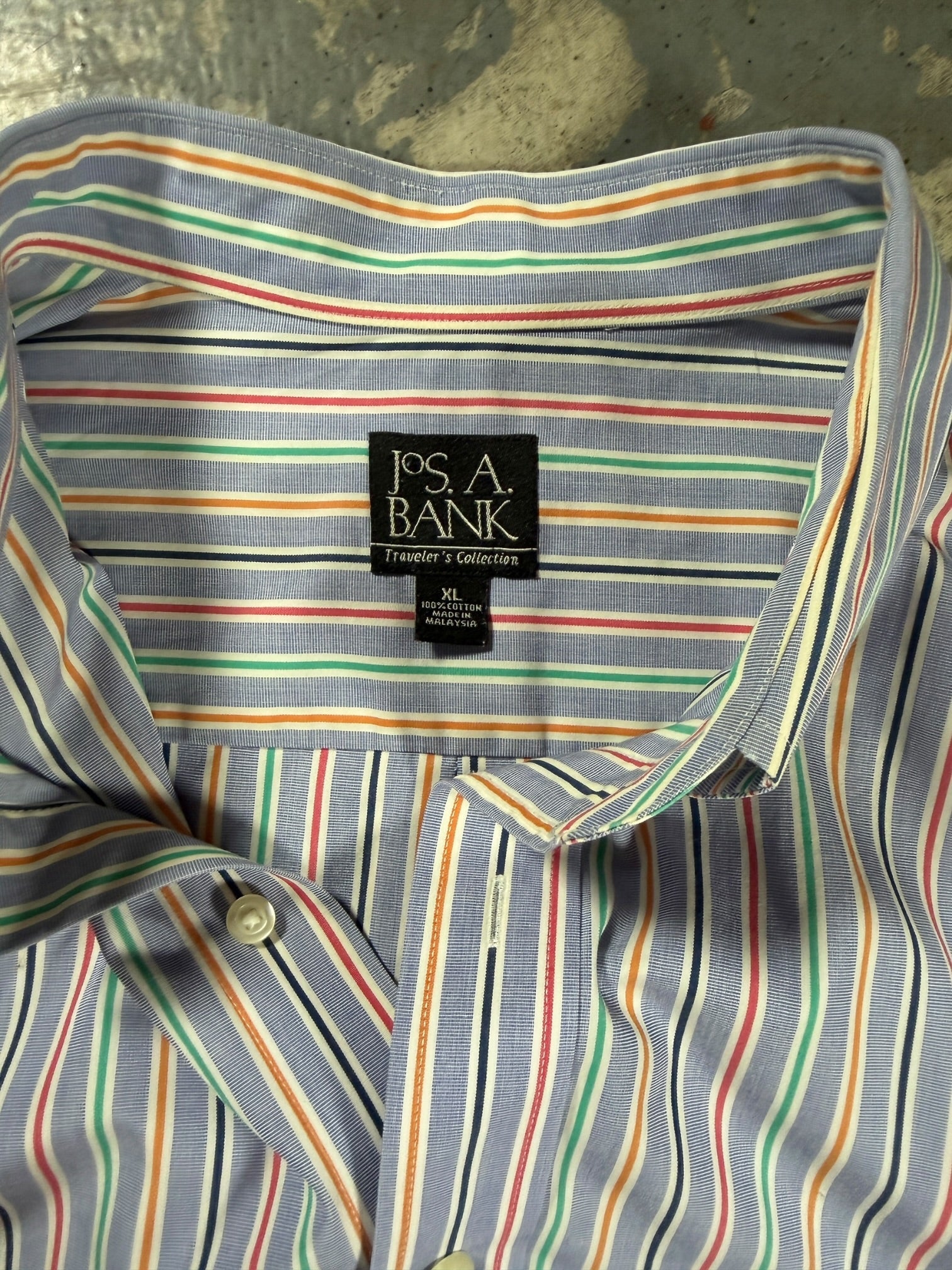 Jos A Bank Rainbow Striped Button Up